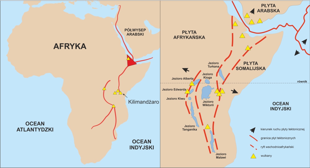 Lokalizacja ryftów w Afryce